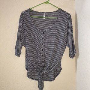 Xhilaration Striped Button Up Tie Knot Top